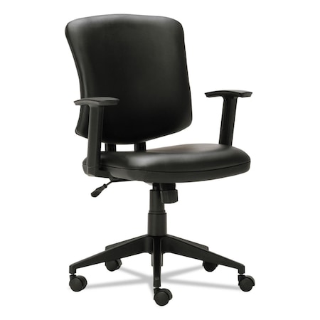 Leather Chair With Arms, Black